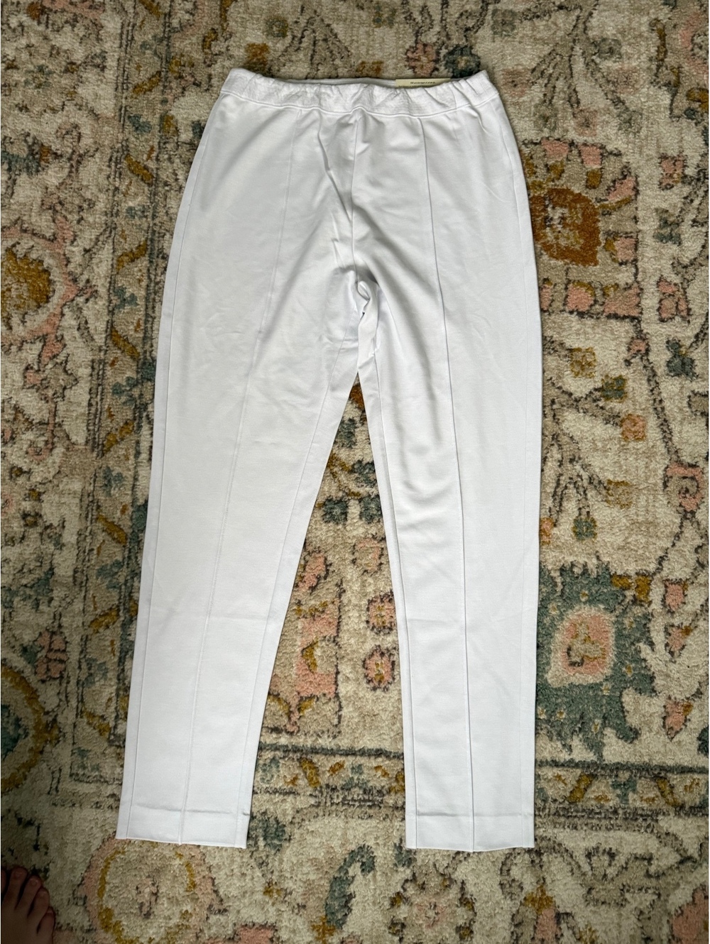 NWOT Soft Surroundings Women's White Leggings Full Length Elastic Waist Size M
